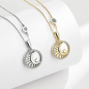 S925 sterling silver necklace mother-of-pearl round star and moon pendant clavicle chain
