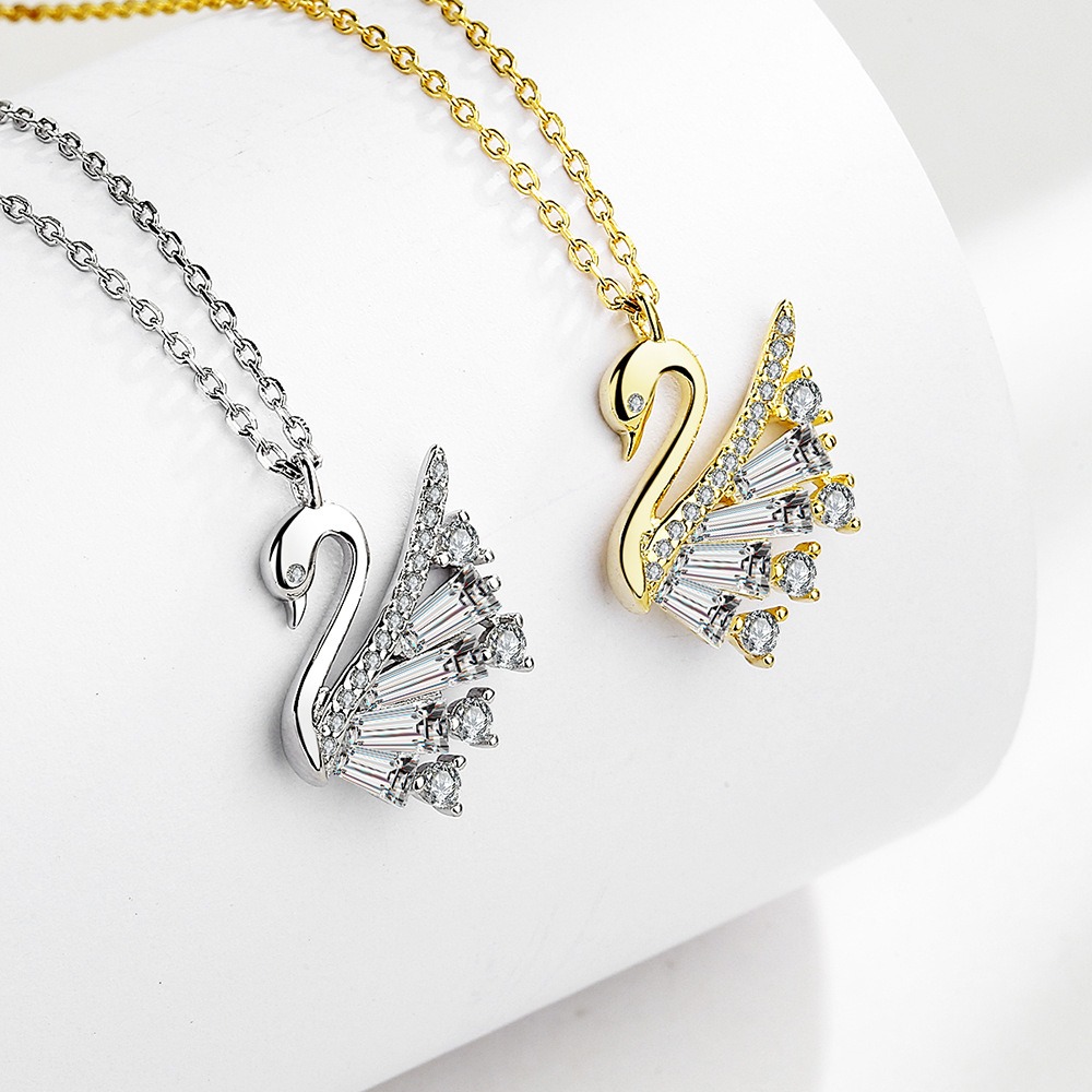 S925 sterling silver necklace swan pendant clavicle chain - Image 4