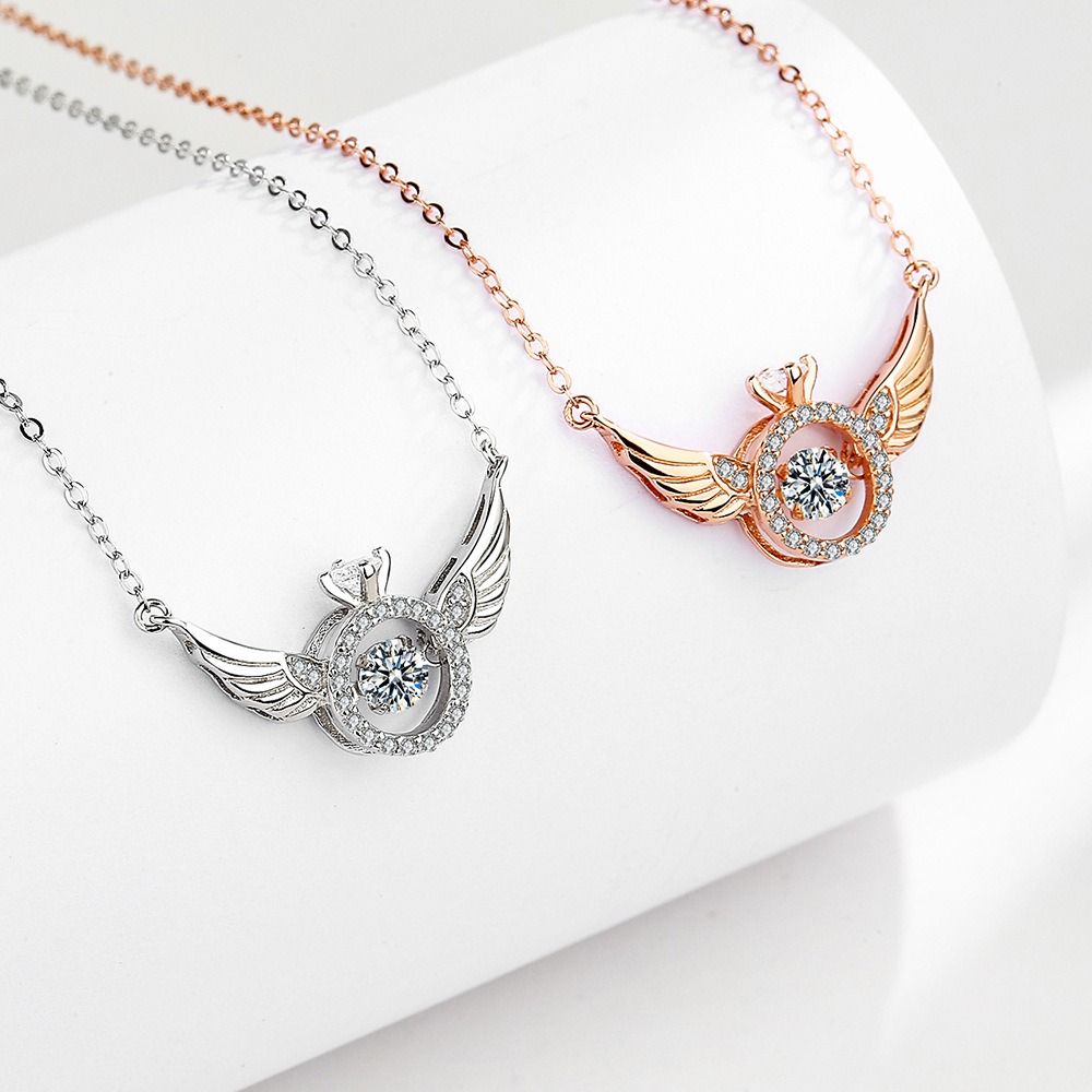 S925 sterling silver necklace angel wings pendant clavicle chain - Image 4
