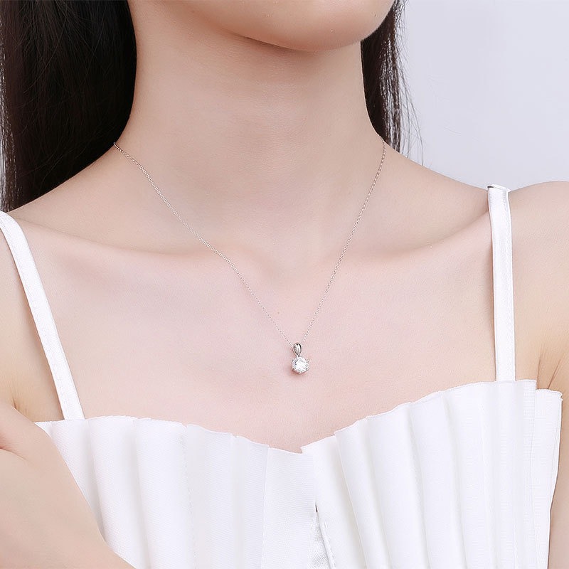 S925 sterling silver necklace GRA Moissanite 1 carat pendant clavicle chain - Image 4