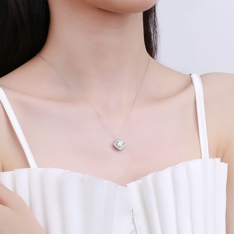 S925 sterling silver necklace GRA Moissanite 1 carat pendant clavicle chain - Image 5
