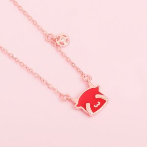 S925 sterling silver necklace red bull head gan'wen pendant clavicle chain