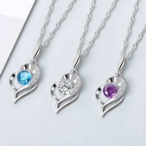 S925 sterling silver necklace heart pendant water wave chain