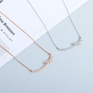 S925 sterling silver necklace smile bow pendant clavicle chain