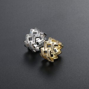 Hip Hop copper inlaid zircon ring couple ring