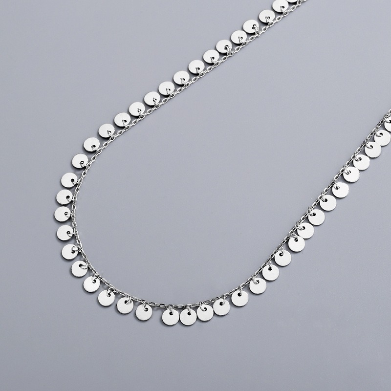 S925 sterling silver necklace tassel medallion pendant clavicle chain - Image 3