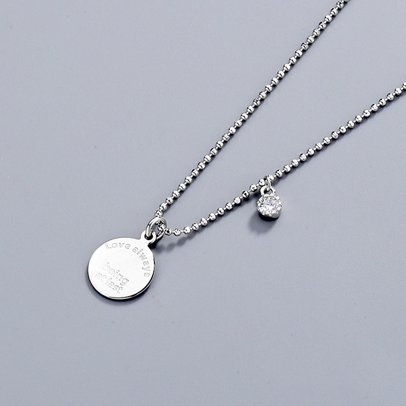 S925 sterling silver necklace lock letter medallion pendant clavicle chain - Image 3