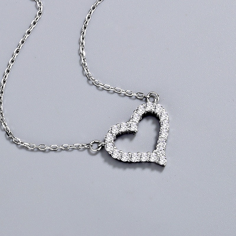 S925 sterling silver necklace heart pendant clavicle chain - Image 3