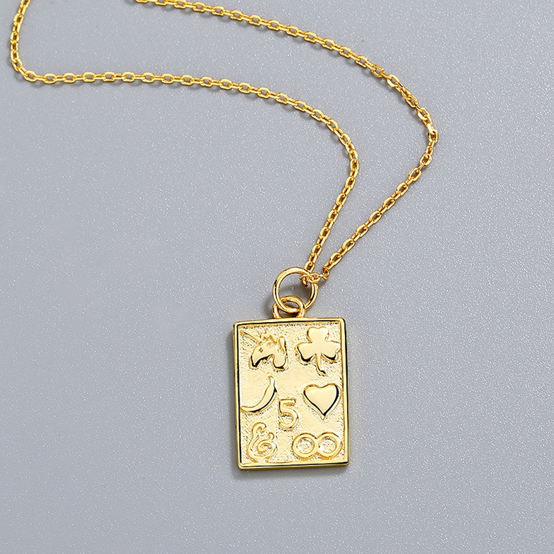S925 sterling silver necklace square card pendant clavicle chain - Image 4