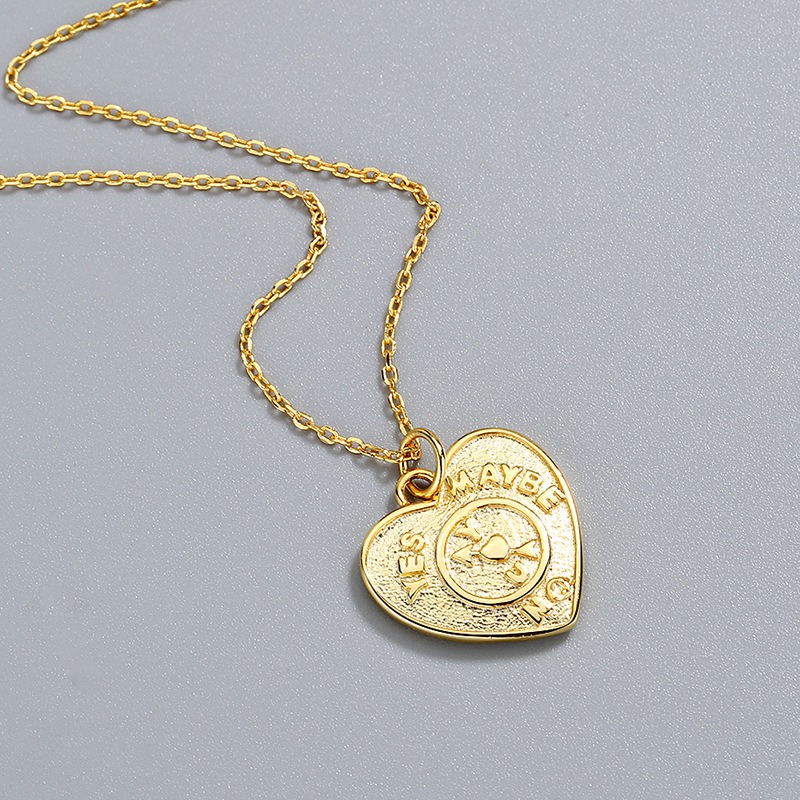 S925 sterling silver necklace double-sided embossed pendant clavicle chain - Image 3