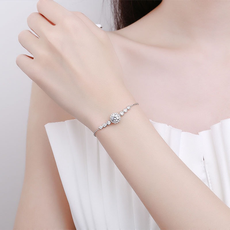 S925 sterling silver bracelet 1 carat moissanite bracelet - Image 4