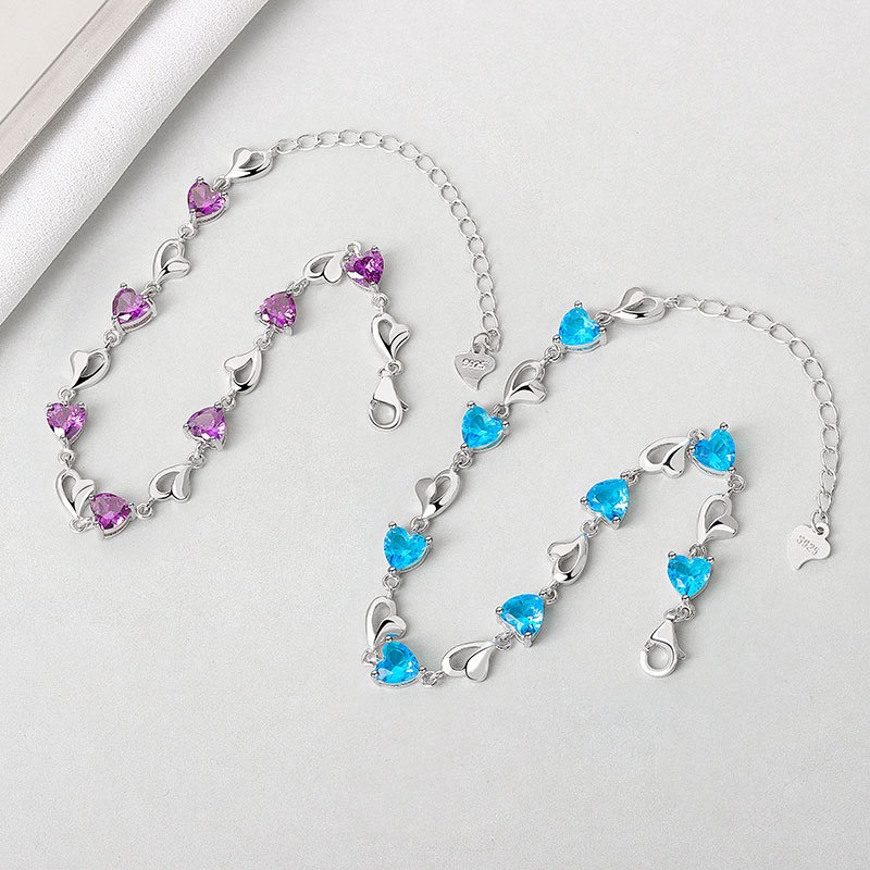 S925 sterling silver bracelet heart shape - Image 4