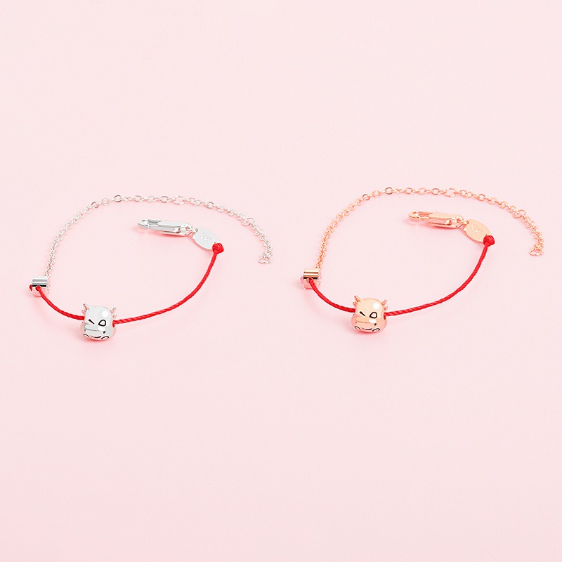 S925 sterling silver bracelet red string cow bracelet - Image 5