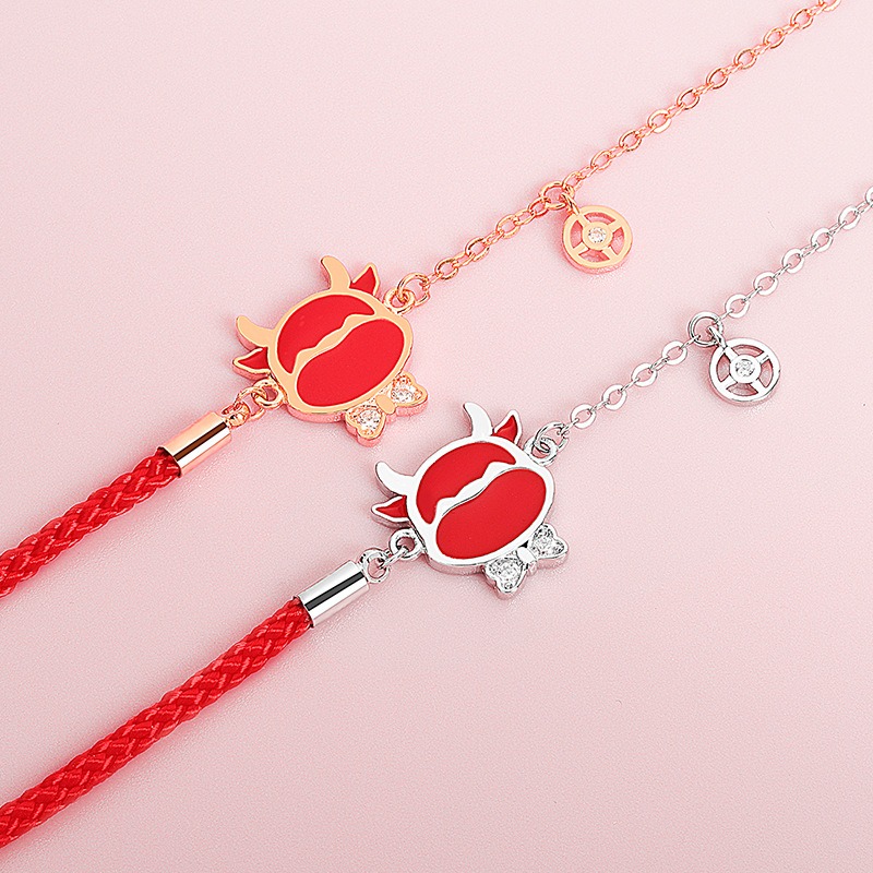 S925 sterling silver bracelet red string ox thermochromic bracelet - Image 4