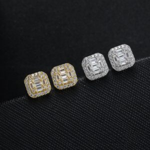 LXED4006 Hip Hop copper inlaid zircon earrings 10mm square studs