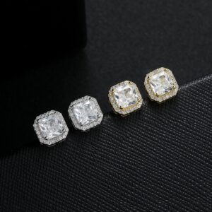 LXED4037 Hip-Hop Earrings Copper Inlaid Zircon Earrings 8mm square studs