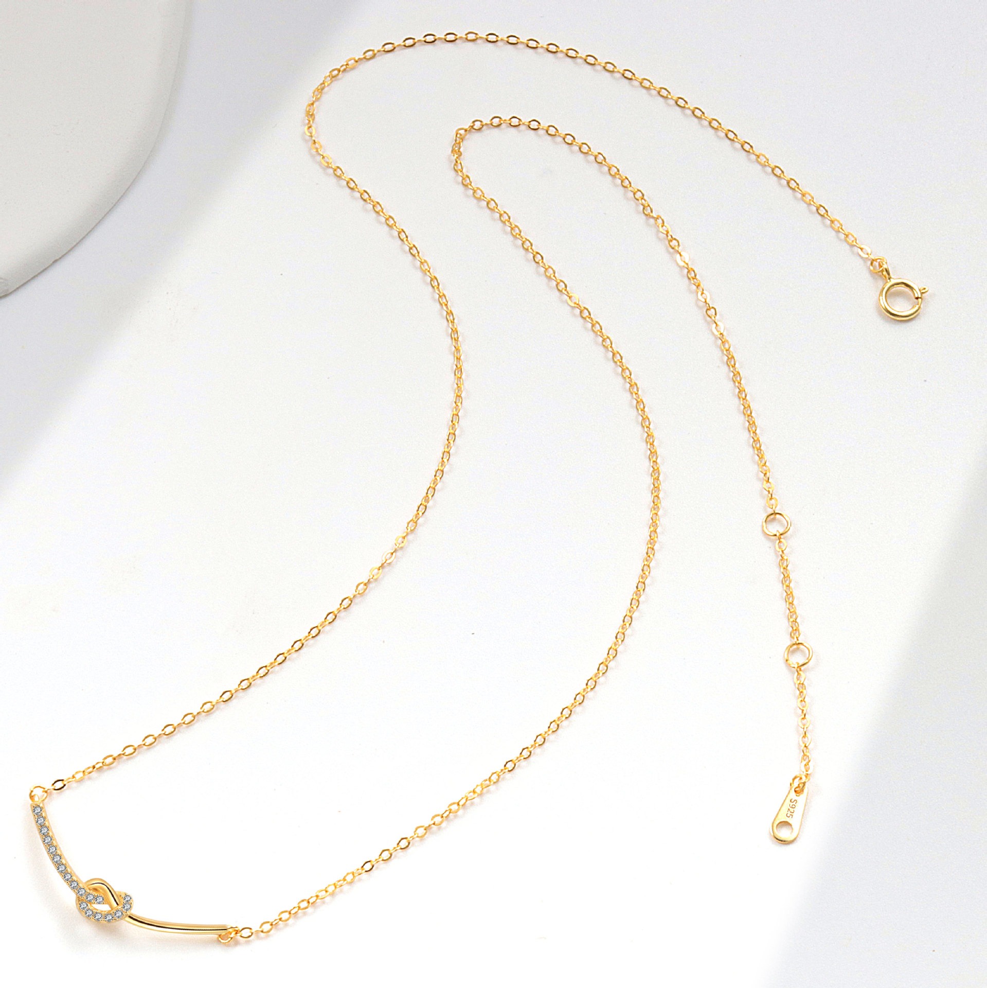 S925 sterling silver necklace knotted shape pendant clavicle chain - Image 4