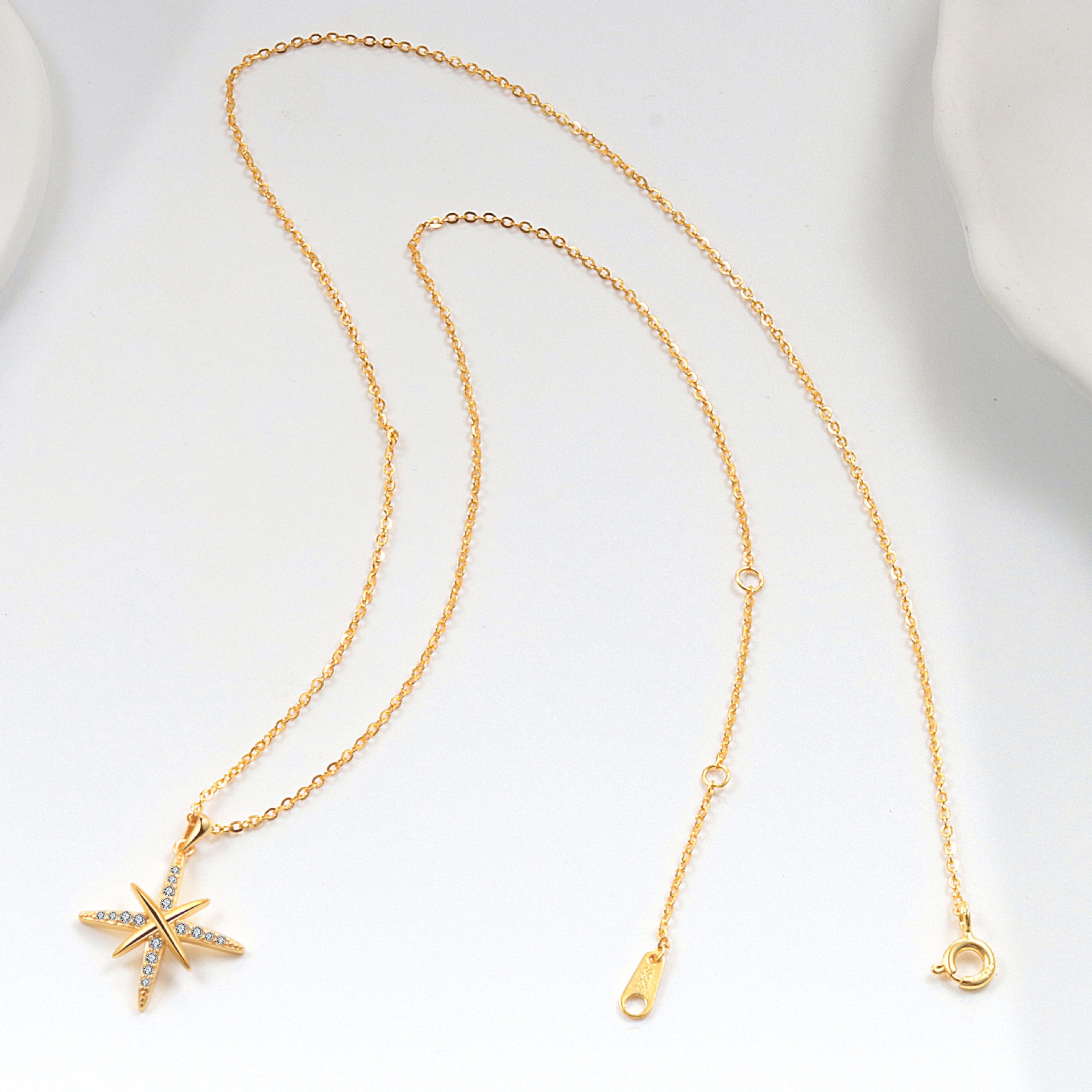 S925 sterling silver necklace silver inlaid zircon star pendant clavicle chain - Image 4