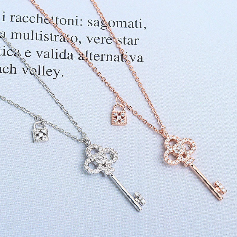 S925 sterling silver necklace key pendant clavicle chain - Image 2