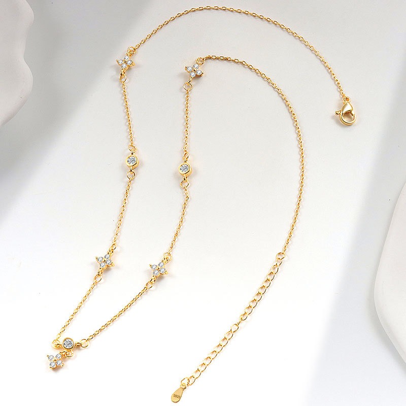 S925 sterling silver necklace four-leaf clover clover pendant clavicle chain - Image 4