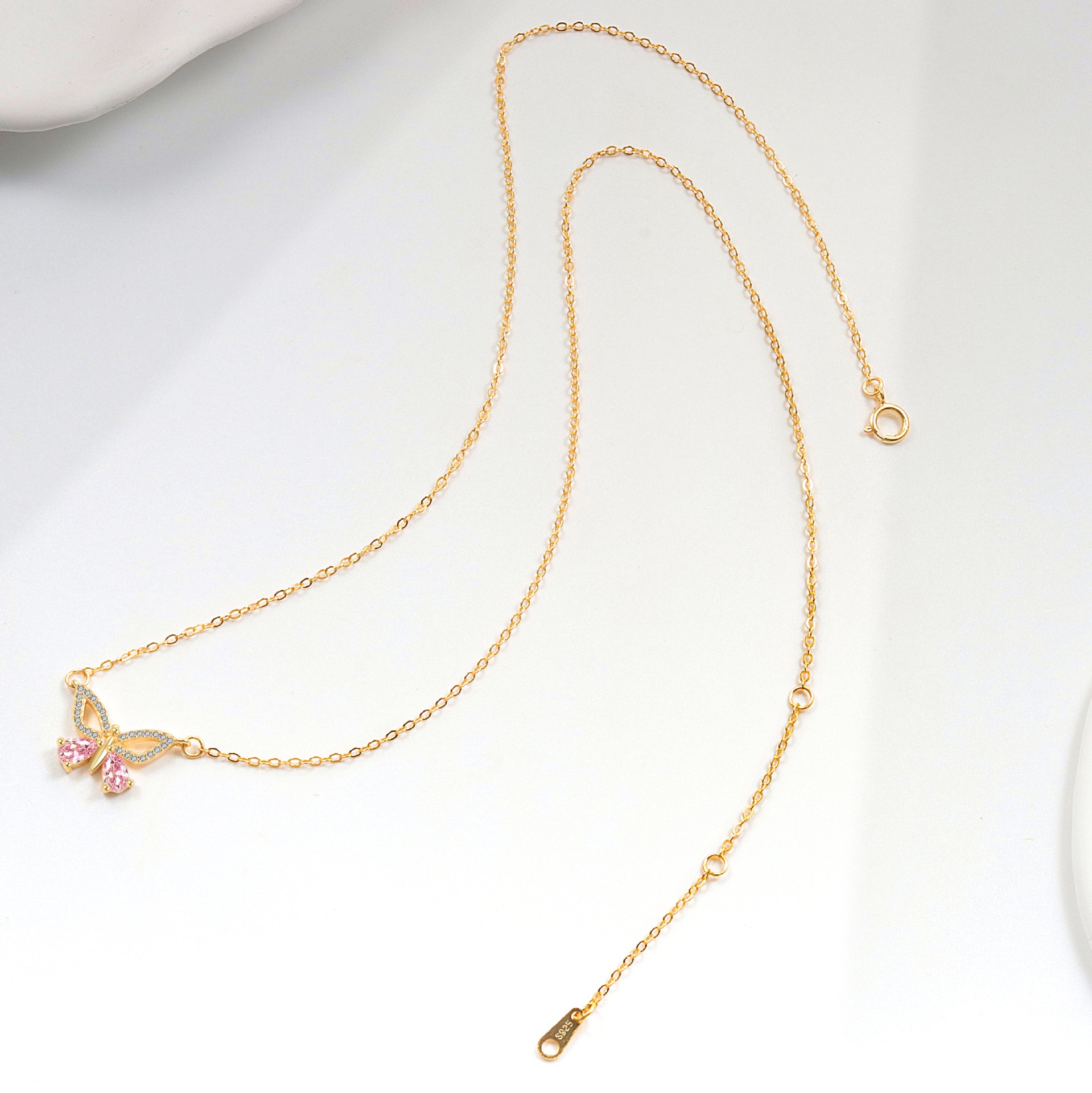 S925 sterling silver necklace butterfly pendant clavicle chain - Image 4