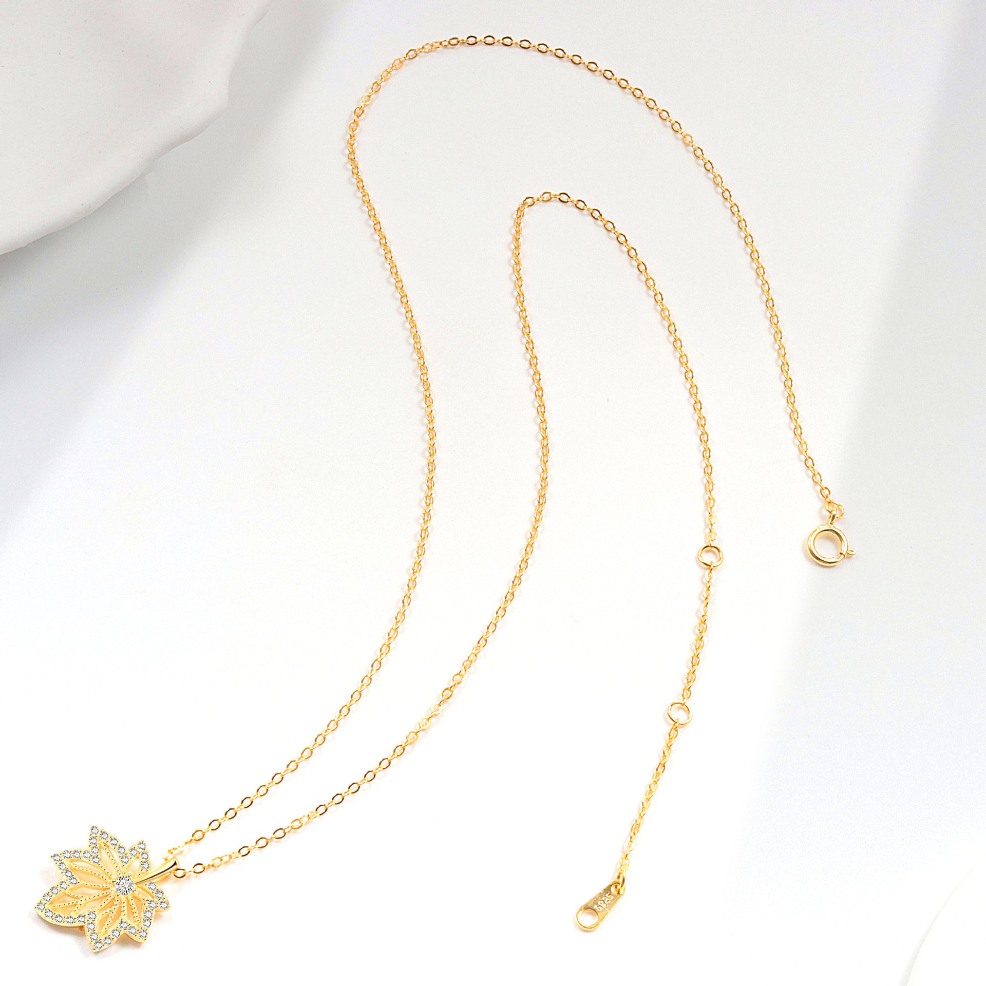 S925 sterling silver necklace leaf pendant clavicle chain - Image 4