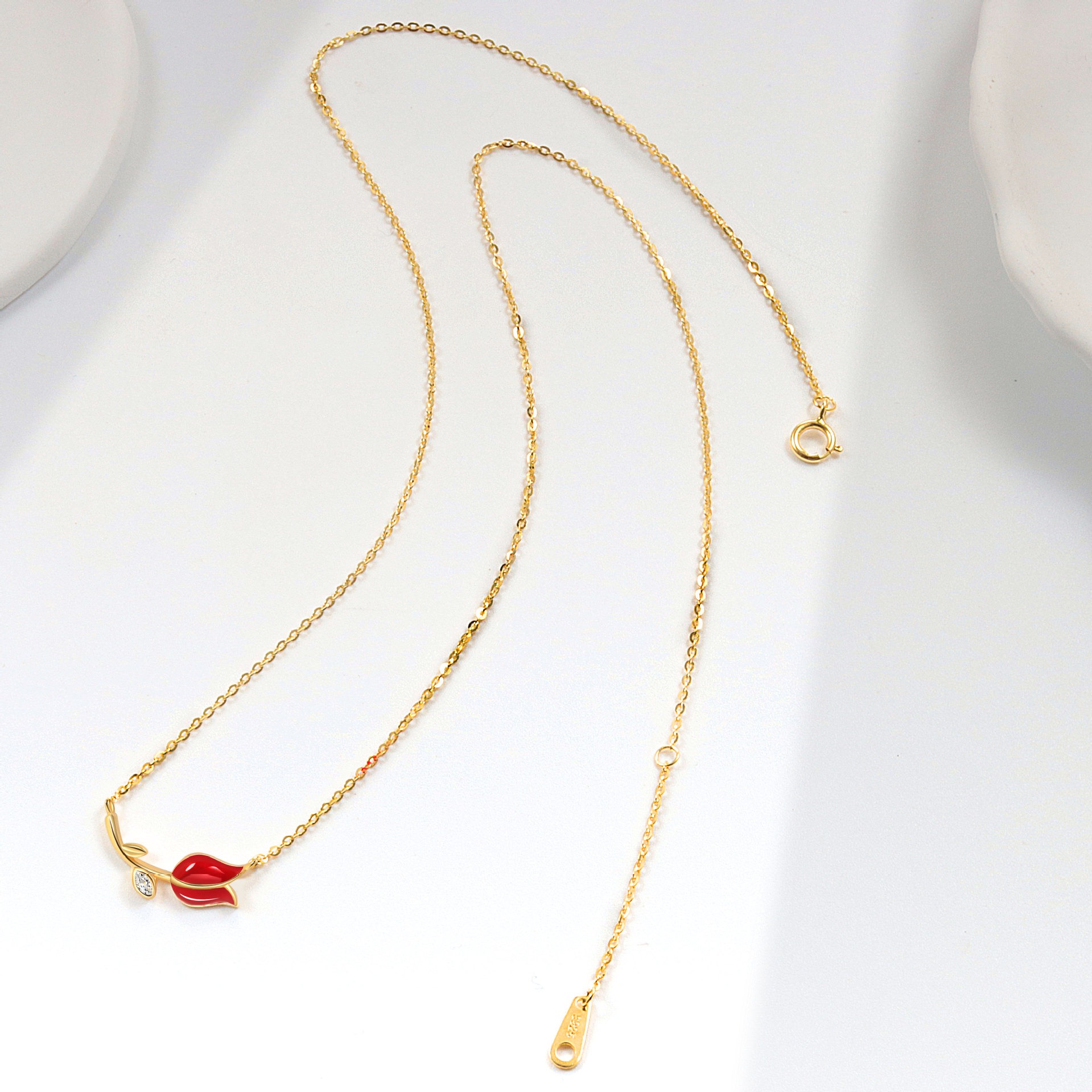 S925 sterling silver necklace tulip flower pendant clavicle chain - Image 4