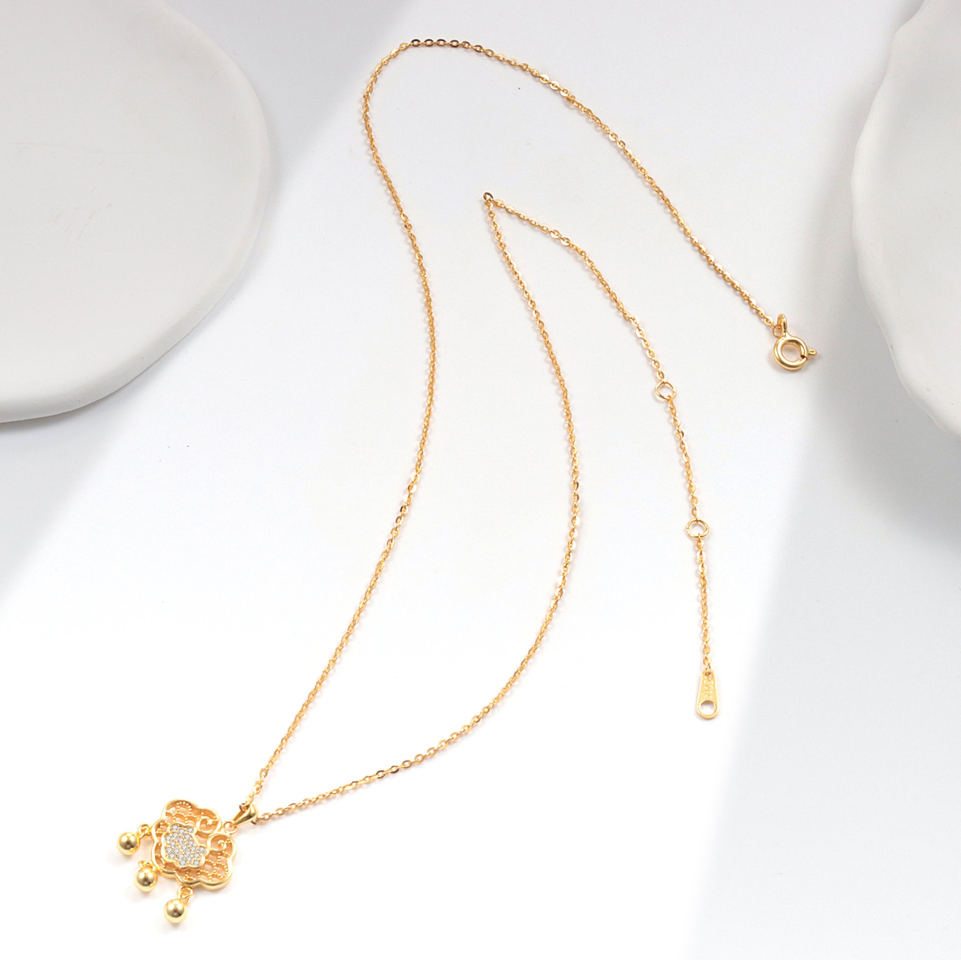 S925 sterling silver necklace Chinese style longevity lock pendant clavicle chain - Image 4