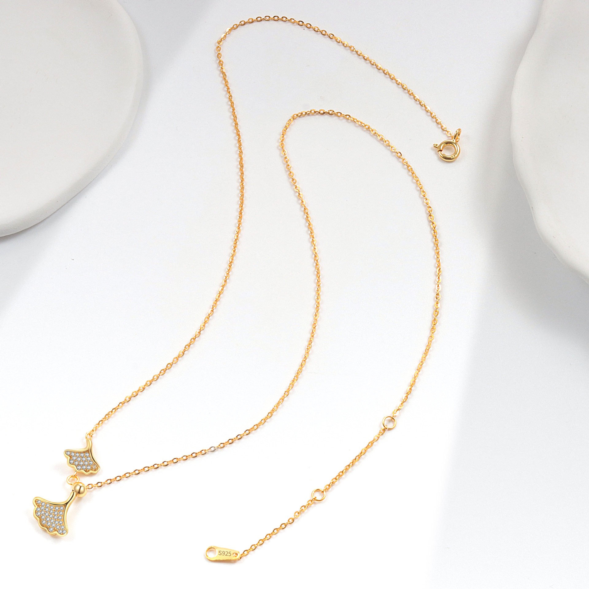 S925 sterling silver necklace tassel fan pendant clavicle chain - Image 4