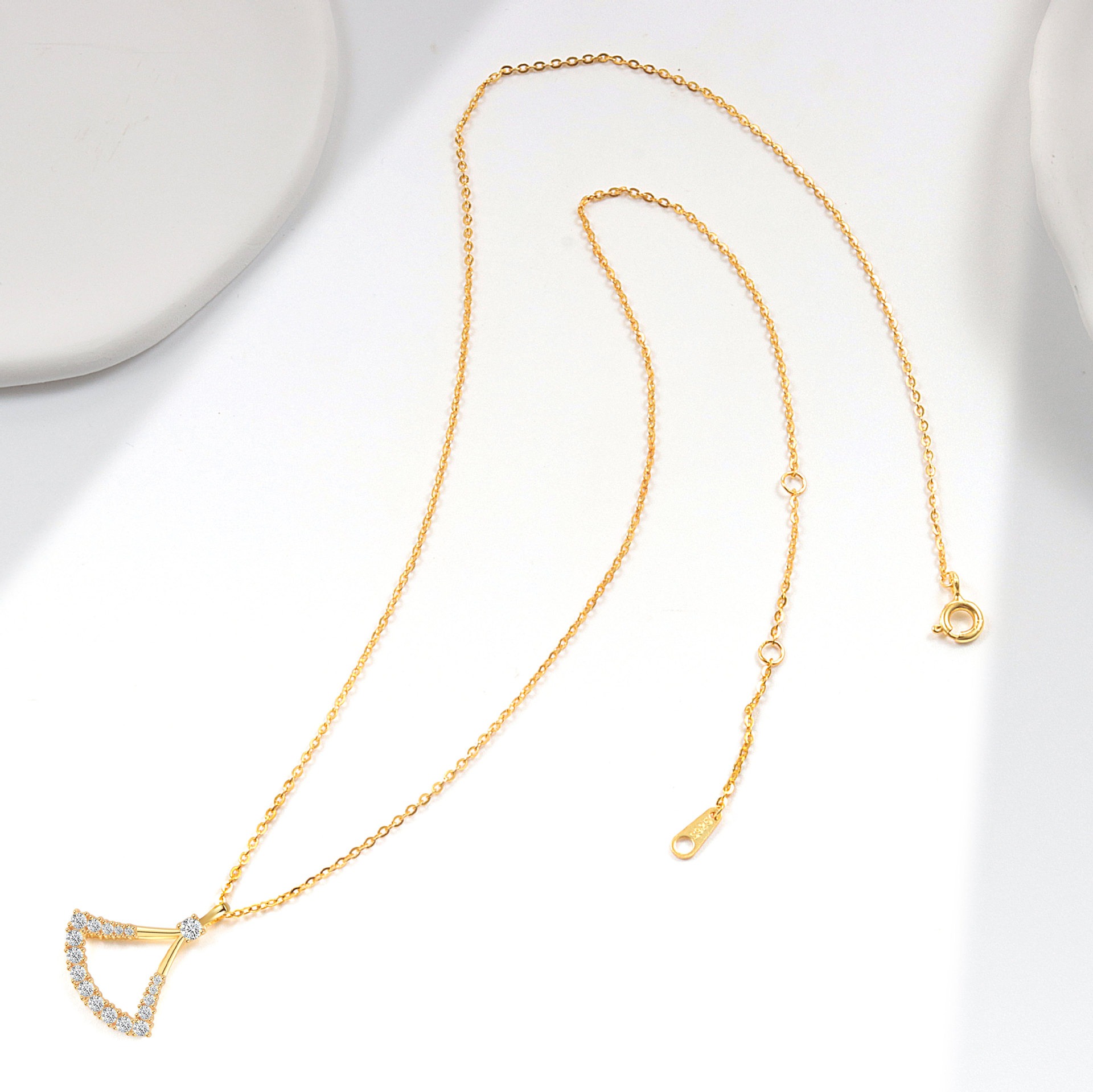 S925 sterling silver necklace hollow fan pendant clavicle chain - Image 4