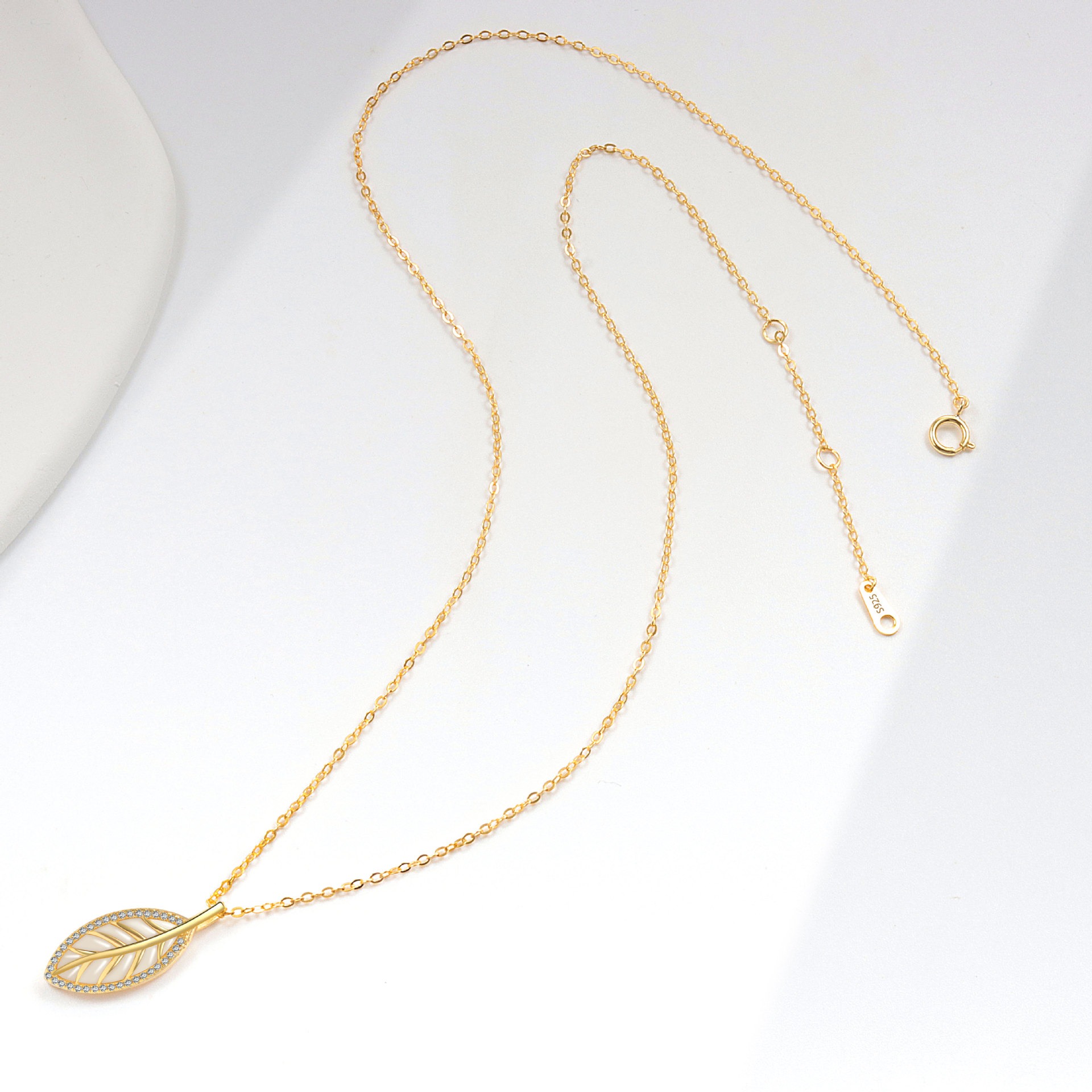 S925 sterling silver necklace leaf pendant clavicle chain - Image 5