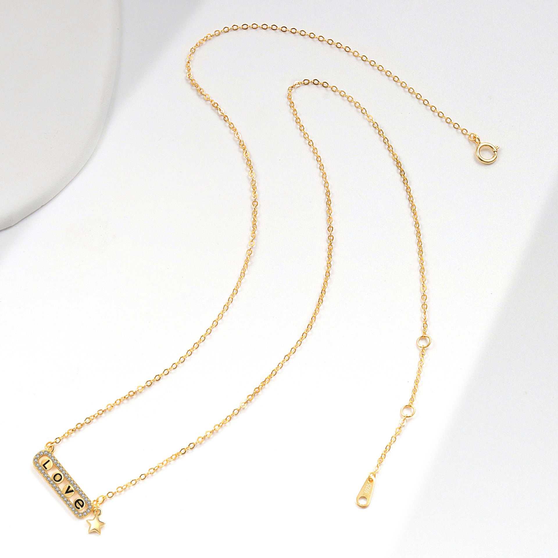 S925 sterling silver necklace LOVE pendant clavicle chain - Image 4