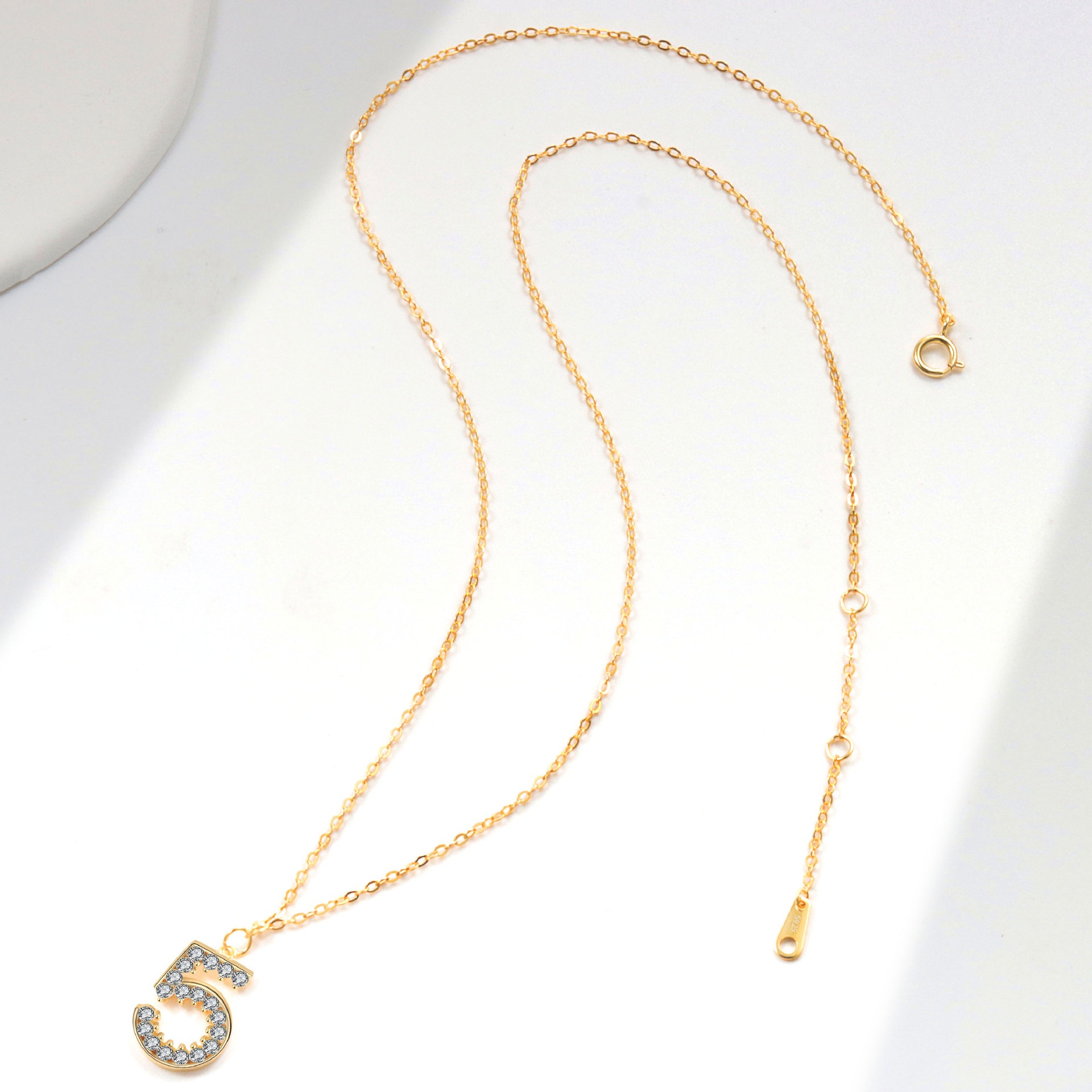 S925 sterling silver necklace number 5 pendant clavicle chain - Image 4