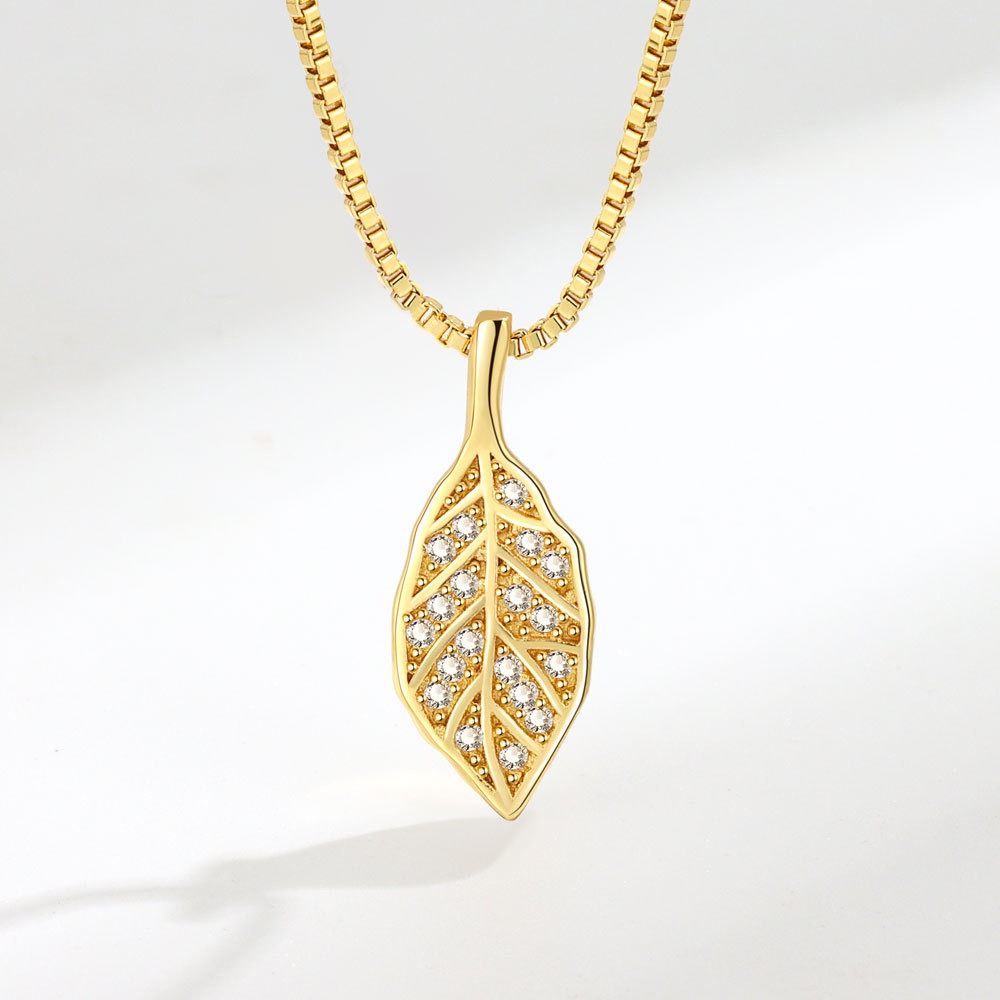 S925 sterling silver necklace leaf pendant clavicle chain - Image 3