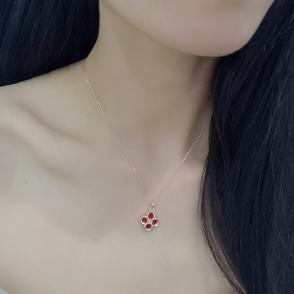 S925 sterling silver necklace four-leaf clover pendant clavicle chain - Image 4