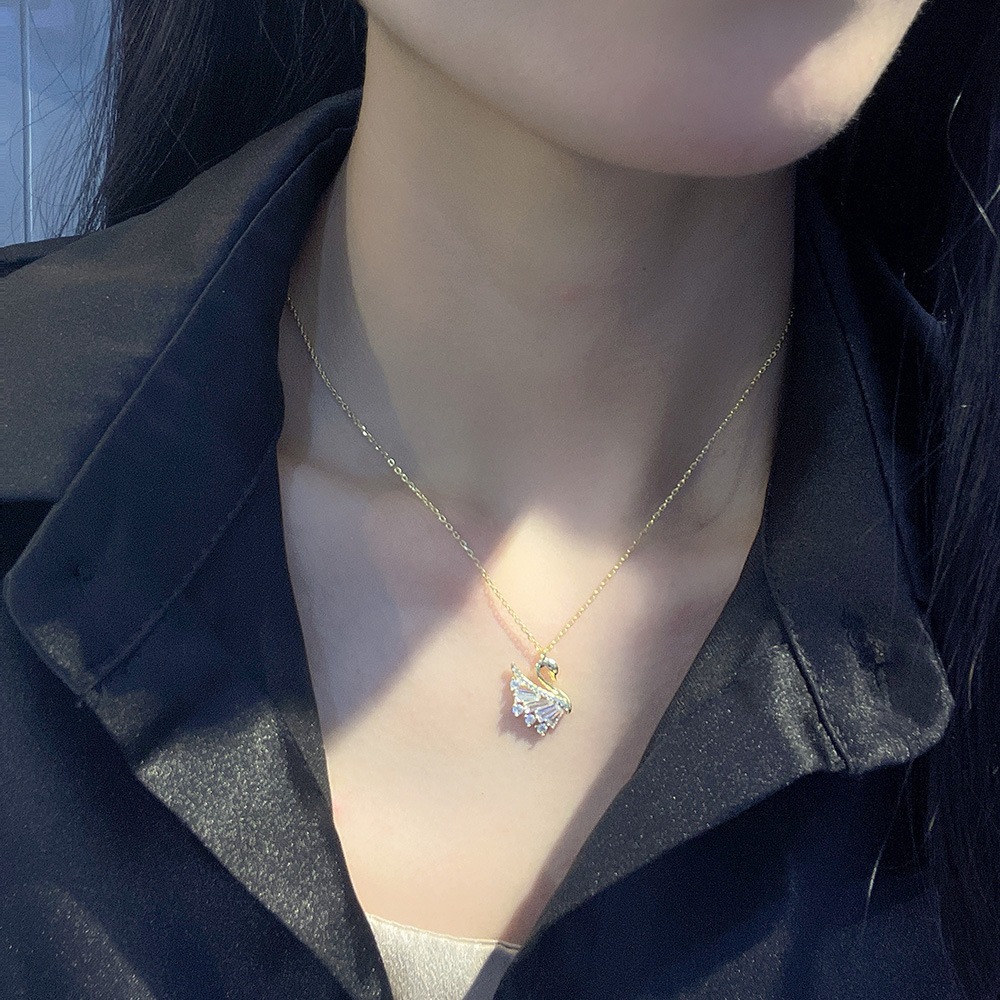 S925 sterling silver necklace swan pendant clavicle chain - Image 5