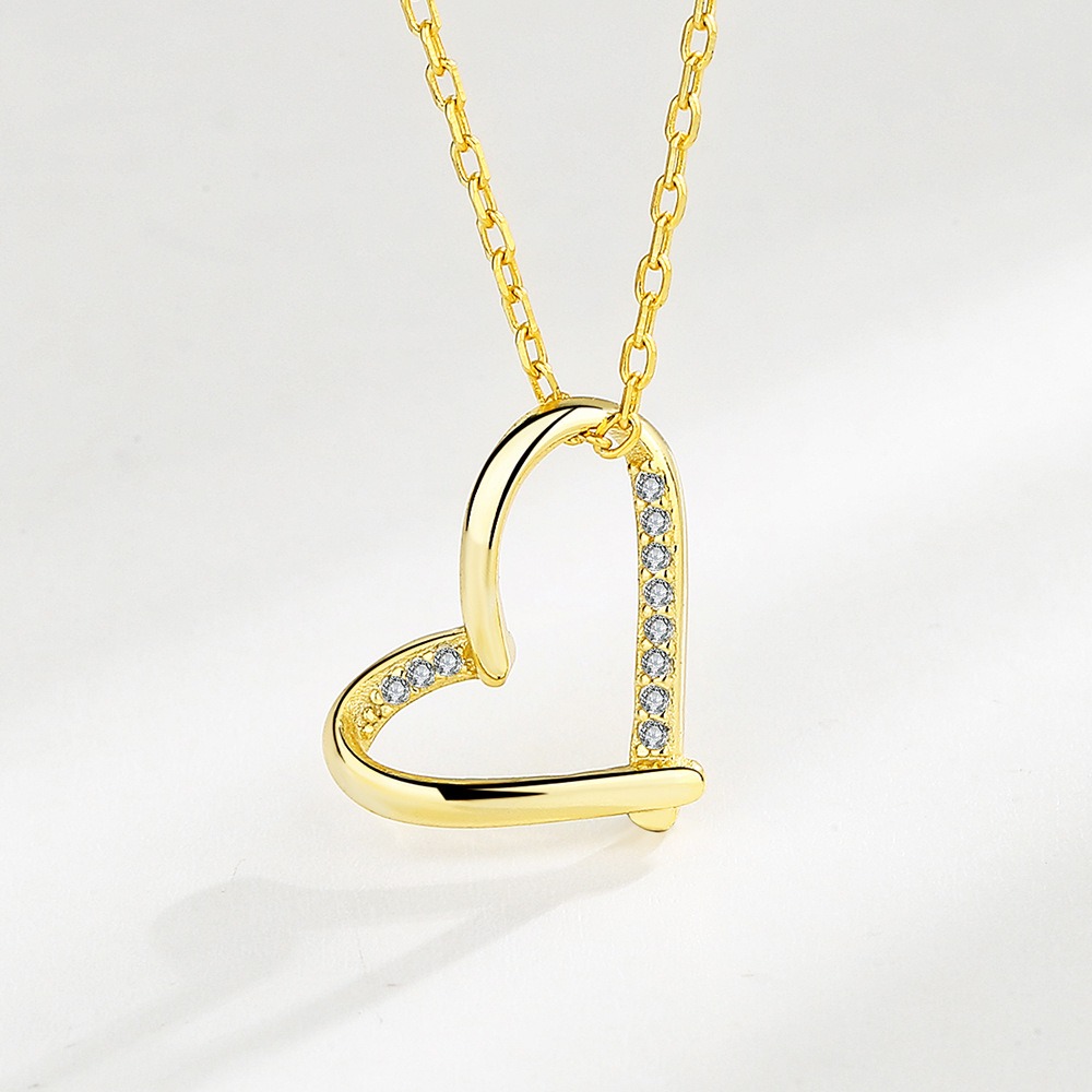 S925 sterling silver necklace heart pendant clavicle chain - Image 3