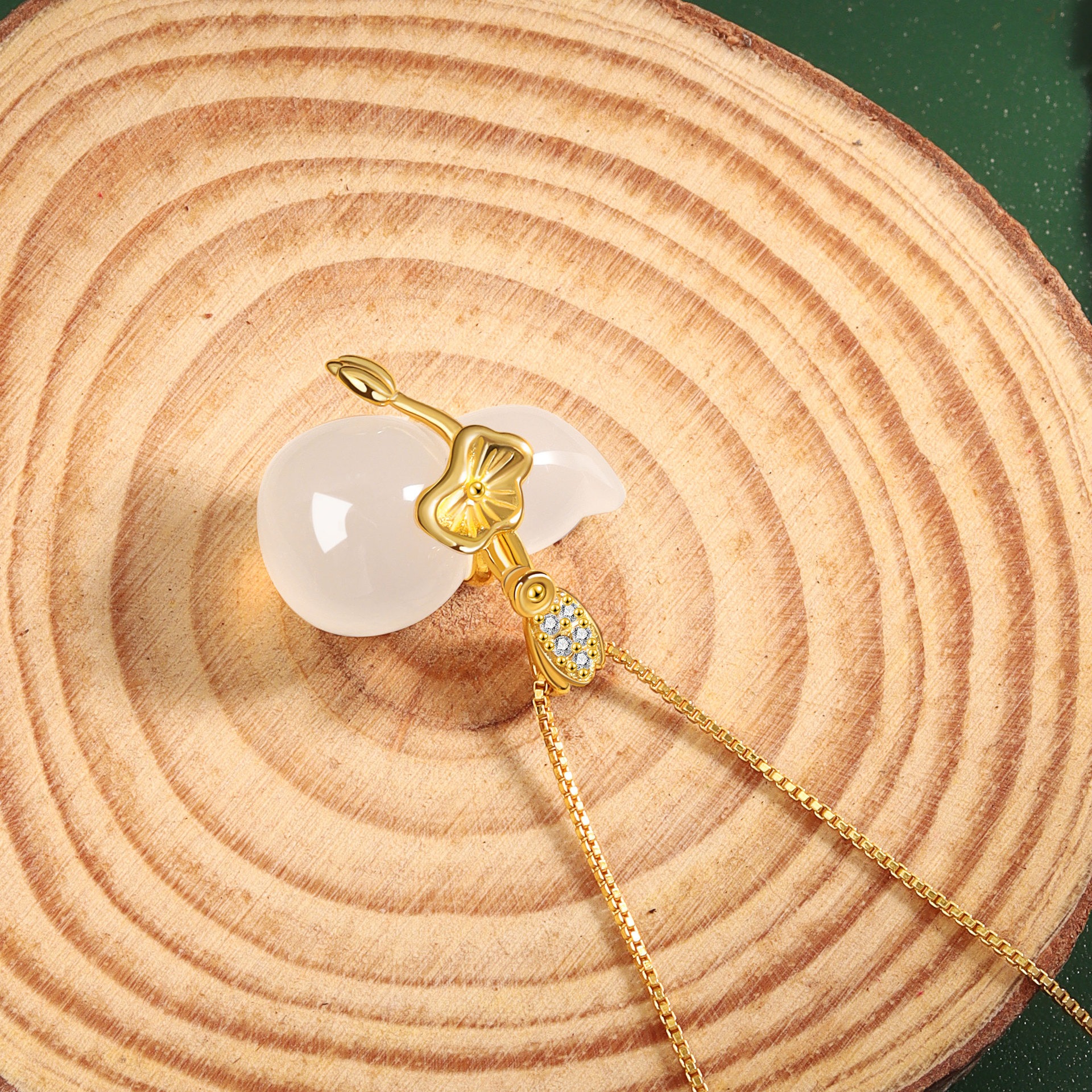 S925 sterling silver necklace chalcedony gourd pendant clavicle chain - Image 4