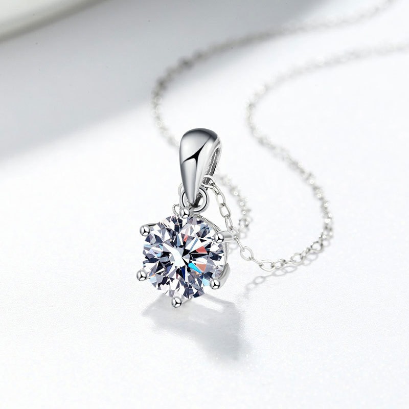 S925 sterling silver necklace GRA Moissanite 1 carat pendant clavicle chain - Image 3