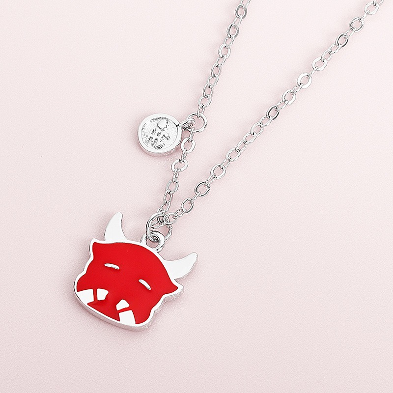 S925 sterling silver necklace red bull head thermochromic pendant clavicle chain - Image 4