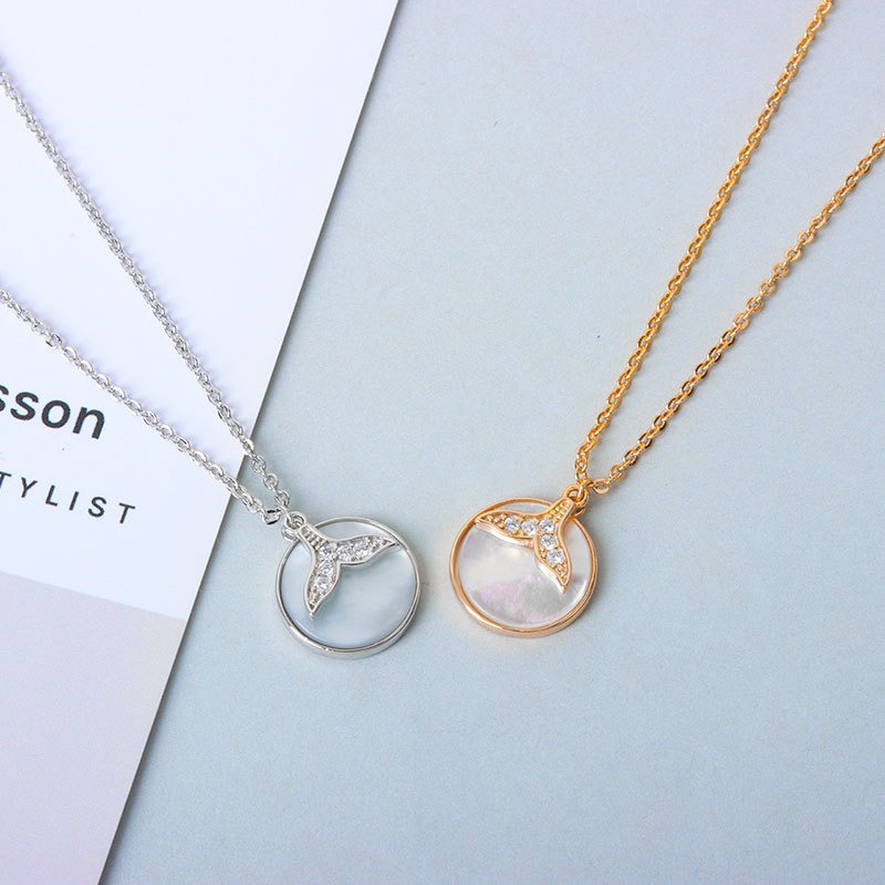 S925 sterling silver necklace hollow fishtail pendant clavicle chain - Image 4