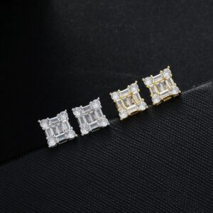 LXED4005 Hip Hop copper inlaid zircon earrings 11mm square studs