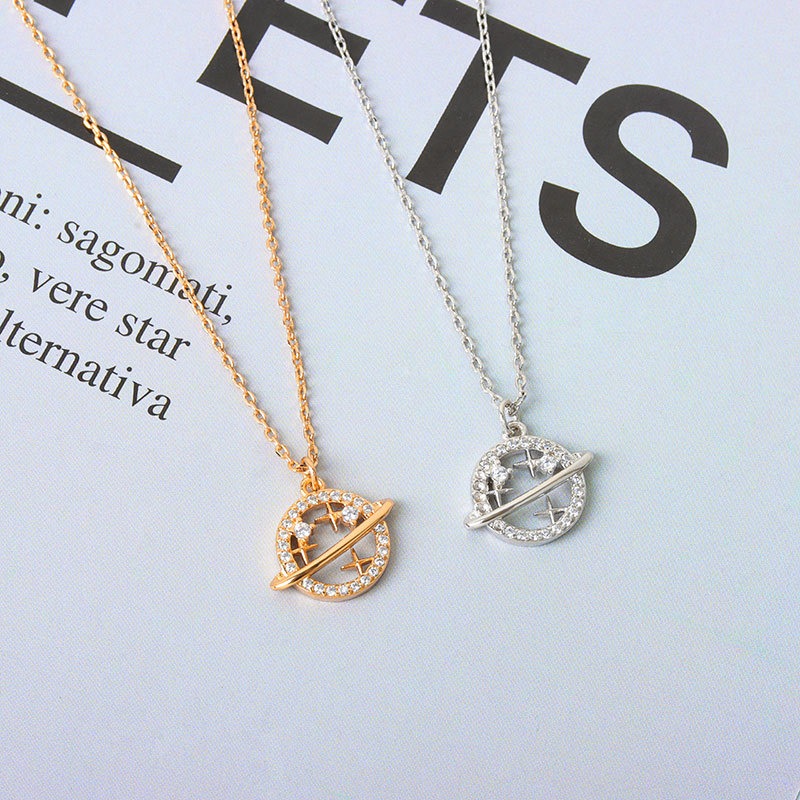 S925 Sterling Silver Necklace Planet Pendant Clavicle Chain - Image 4