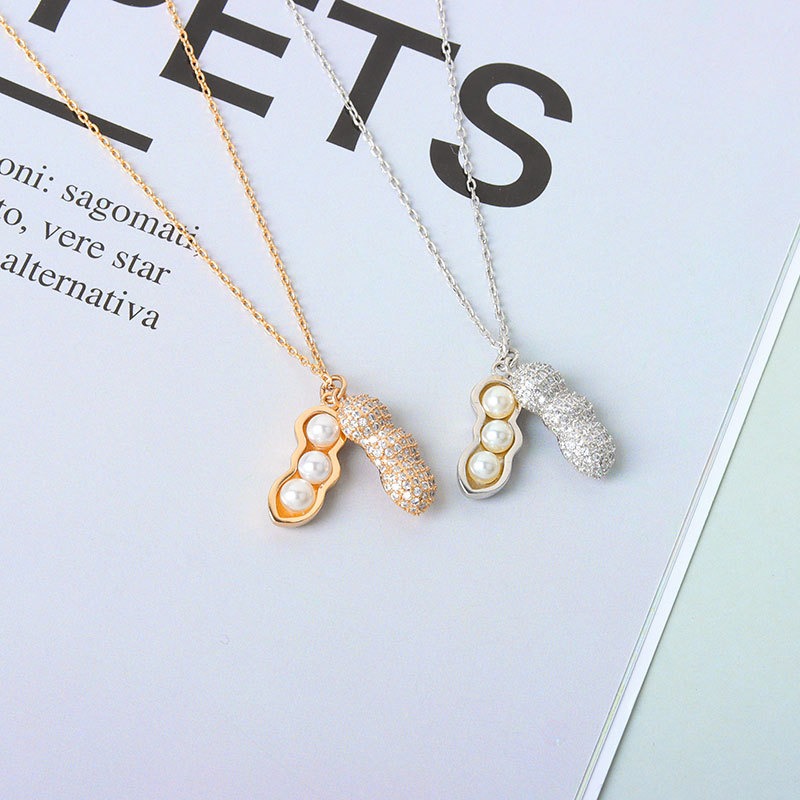 S925 sterling silver necklace peanut pendant clavicle chain - Image 4