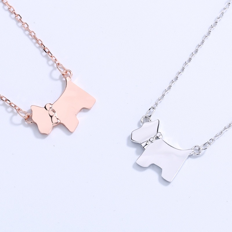 S925 sterling silver necklace glossy puppy pendant clavicle chain - Image 4