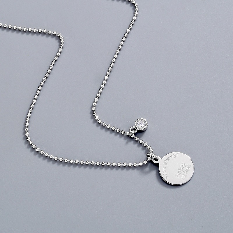 S925 sterling silver necklace lock letter medallion pendant clavicle chain - Image 4