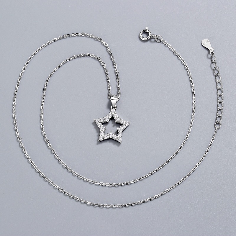 S925 sterling silver necklace lock star pendant clavicle chain - Image 4