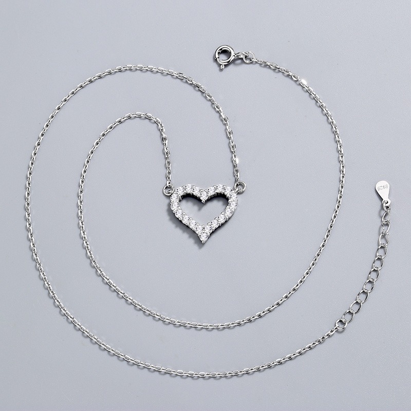 S925 sterling silver necklace heart pendant clavicle chain - Image 4