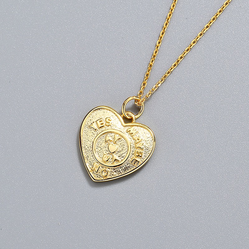 S925 sterling silver necklace double-sided embossed pendant clavicle chain - Image 2