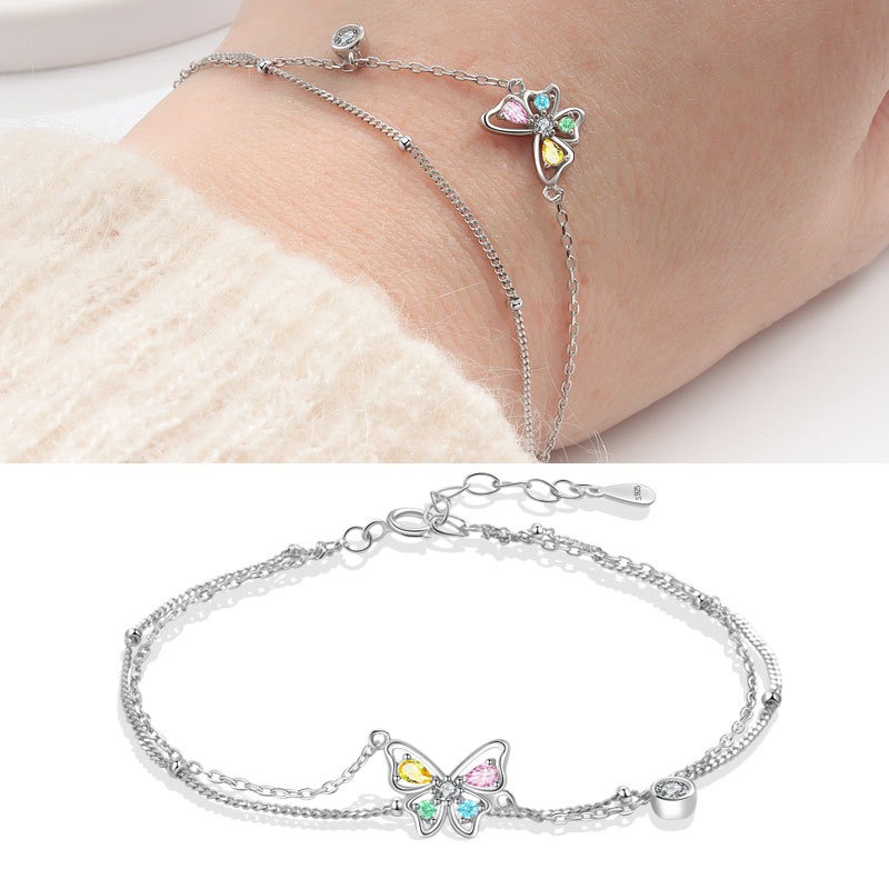 S925 sterling silver bracelet colorful butterfly bracelet - Image 3